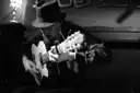 Guitarist playing a classical Spanish guitar in a dim room