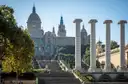 The National Art Museum of Catalonia on Montjuïc, behind four stone columns