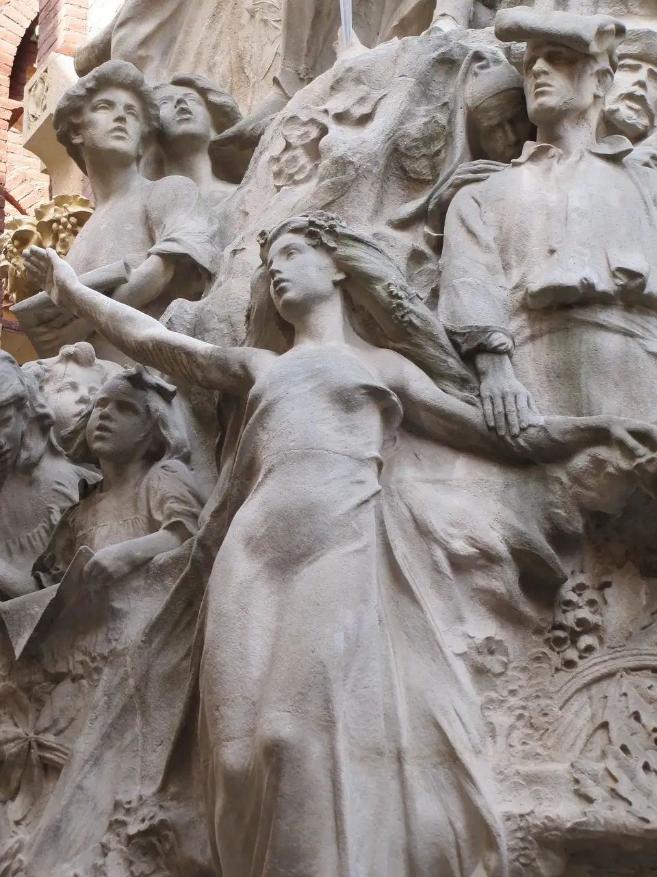 Carved stone figures on the Nativity front of the Sagrada Família